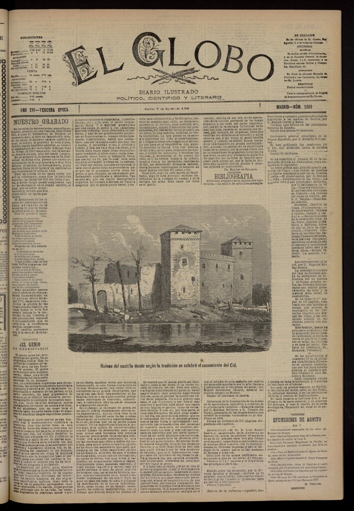 Miniatura de El Globo : diario ilustrado del 7 de agosto de 1890, nº 5390