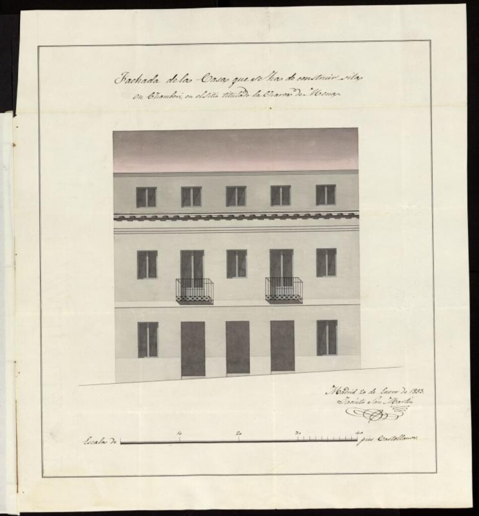 Miniatura de Licencia para construir una casa en el solar propio de D. José Moreno, en el barrio de Chamberí, charca de la Mena
