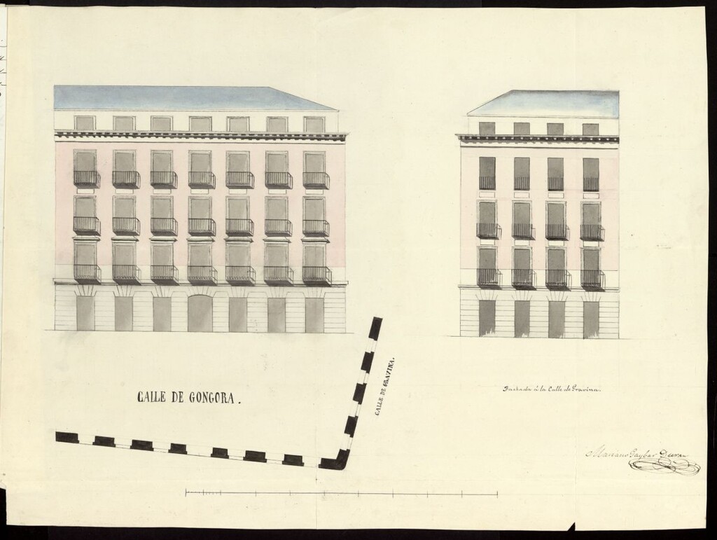 Miniatura de D. José Aguirre Zubillaga, solicitando licencia para edificar en el solar nº 4 calle de Gravina con vuelta a la Góngora nº 1, manzana 307