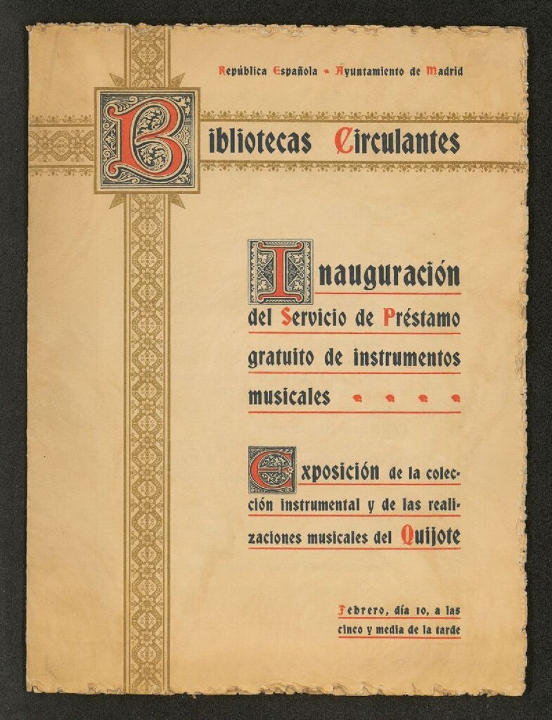 Miniatura de Programa del concierto inauguración del Servicio de Préstamo gratuito de instrumentos musicales
