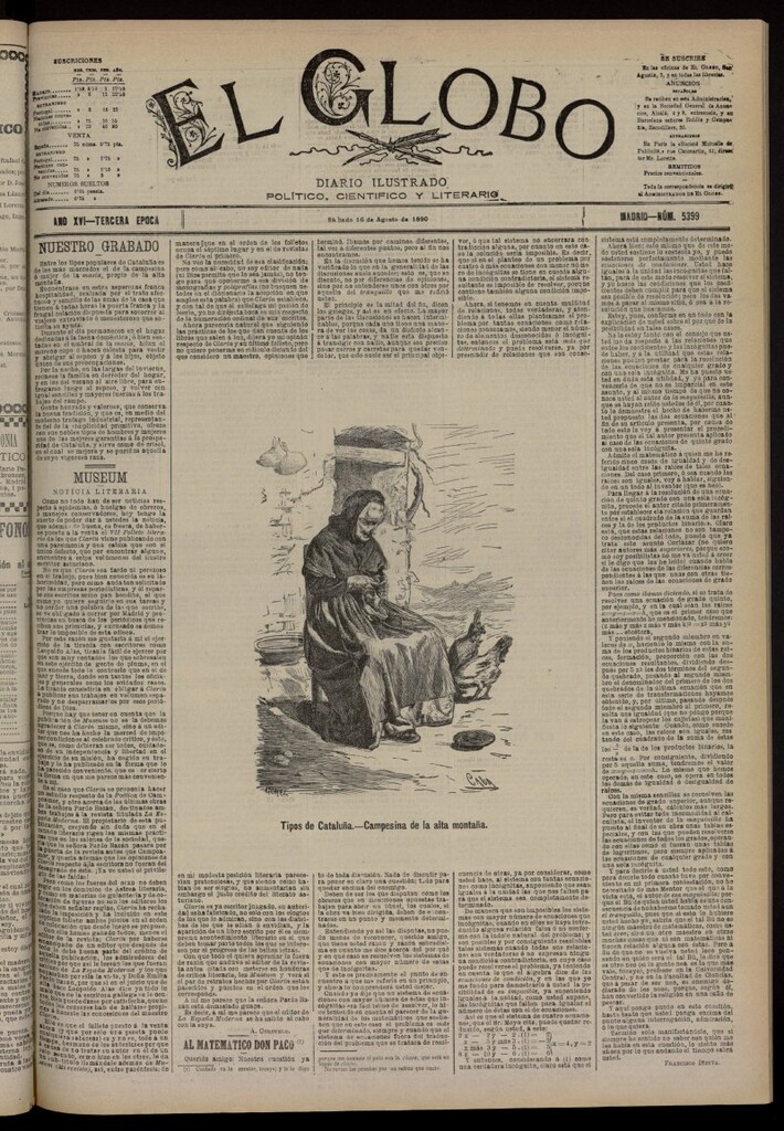 Miniatura de El Globo : diario ilustrado del 16 de agosto de 1890, nº 5399