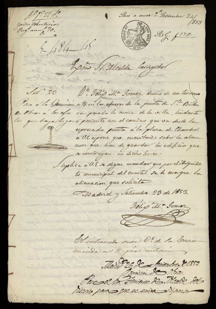 Miniatura de D. Félix Mª Gómez, dueño de un terreno sito en las afueras de la puerta de Sta. Bárbara. (1853)