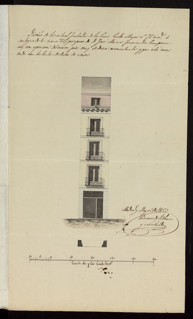 Miniatura de D. José Mª Fernández Campuzano, licencia para levantar un piso sotabanco a la casa calle Mayor nº 92 (actual nº 56) (1853)