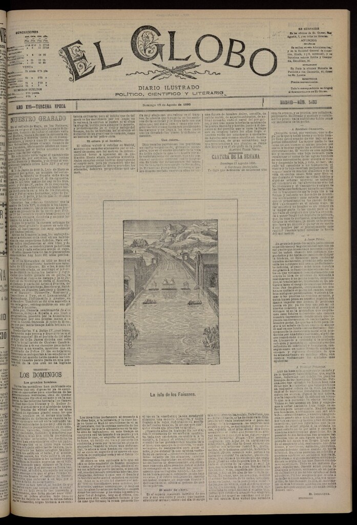 Miniatura de El Globo : diario ilustrado del 17 de agosto de 1890, nº 5400