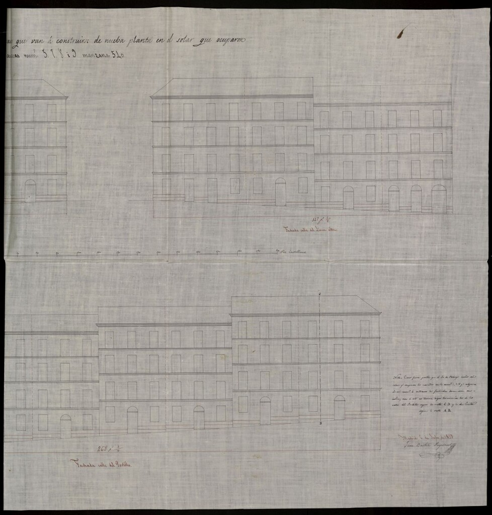 Miniatura de Licencia a D. Francisco García Rodrigo, para edificar en los solares que antiguamente ocuparon las casas nºs. 5,7,8 y 9, manzana 540, calle del Cristo, Portillo y Limón Alta. (1853)