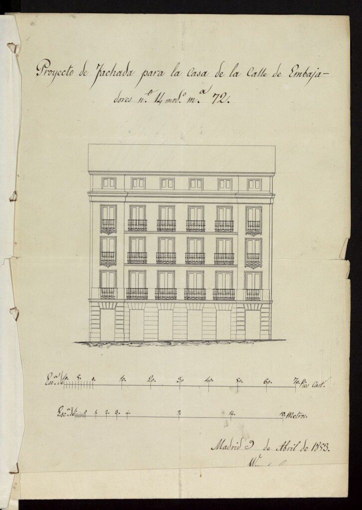 Miniatura de Licencia a D. José Gallo, para la construcción de una casa de nueva planta en la Calle de Embajadores nº 14, manzana 72. (1853)