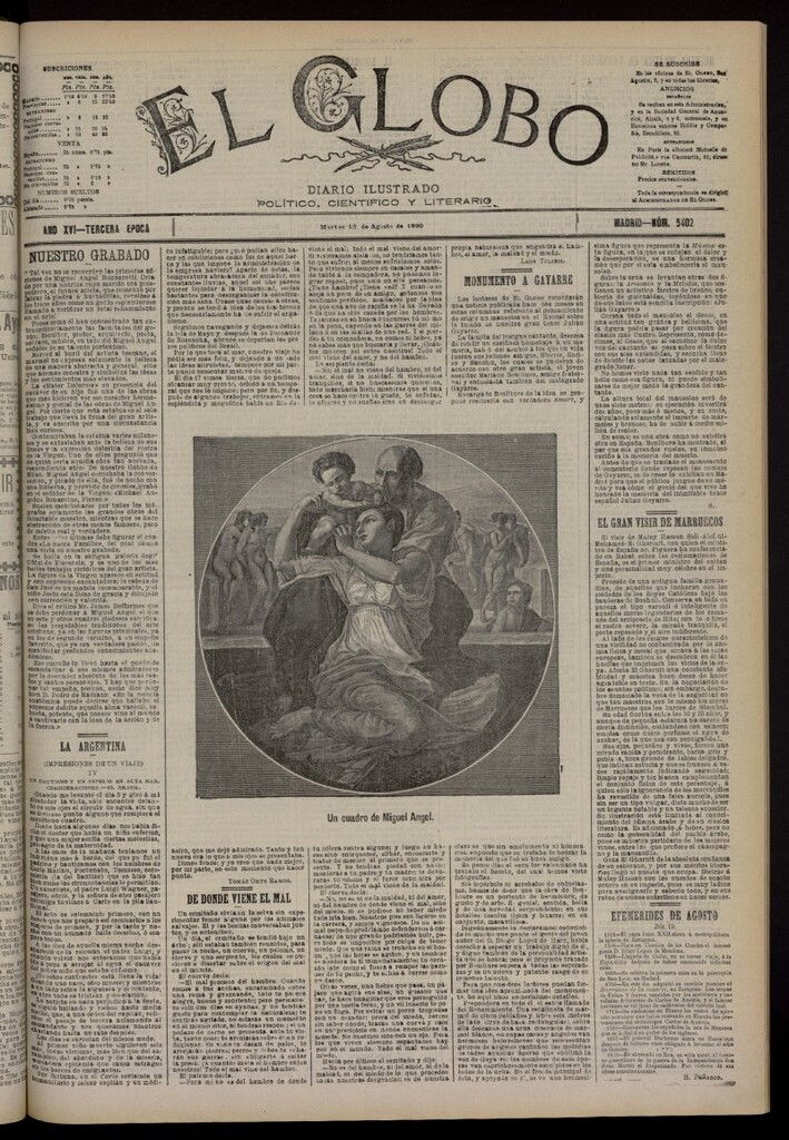 Miniatura de El Globo : diario ilustrado del 19 de agosto de 1890, nº 5402