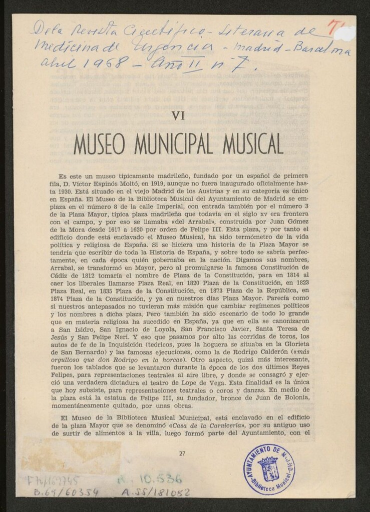 Miniatura de Separata Museo Municipal Musical