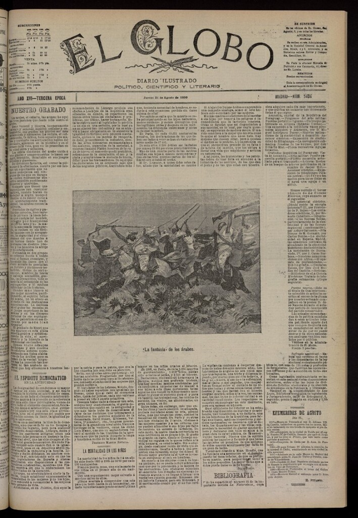 Miniatura de El Globo : diario ilustrado del 21 de agosto de 1890, nº 5404