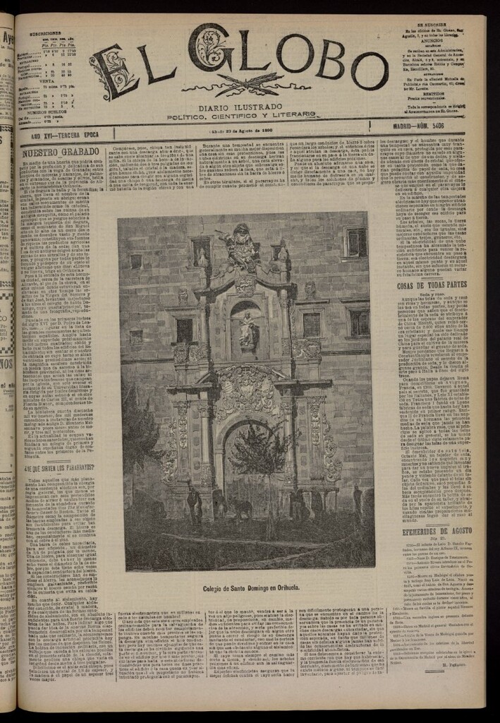 Miniatura de El Globo : diario ilustrado del 23 de agosto de 1890, nº 5406