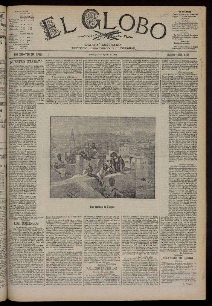 Miniatura de El Globo : diario ilustrado del 24 de agosto de 1890, nº 5407
