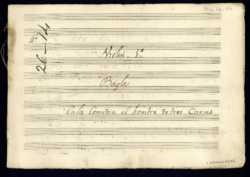 Miniatura de Bayle en la comedia El hombre de tres caras [Música manuscrita]