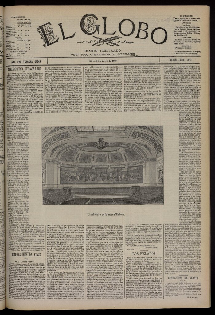 Miniatura de El Globo : diario ilustrado del 30 de agosto de 1890, nº 5413