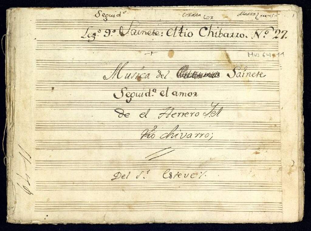 Miniatura de Música del sainete de el Herrero y el tío chivarro [Música manuscrita]: Seguidilla el amor