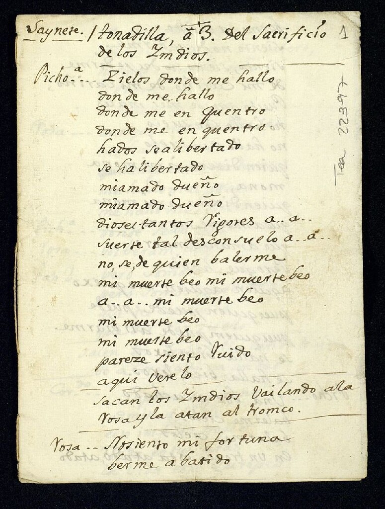 Miniatura de Saynete Tonadilla a 3 Del sacrificio de los indios