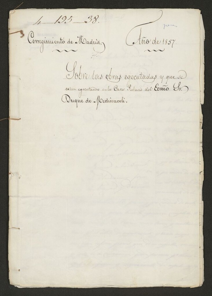 Miniatura de Sobre las obras ejecutadas y que se están ejecutando en la casa Palacio del Excmo. Sr. Duque de Medinaceli. (1857)