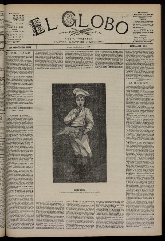 Miniatura de El Globo : diario ilustrado del 2 de septiembre de 1890, nº 5416
