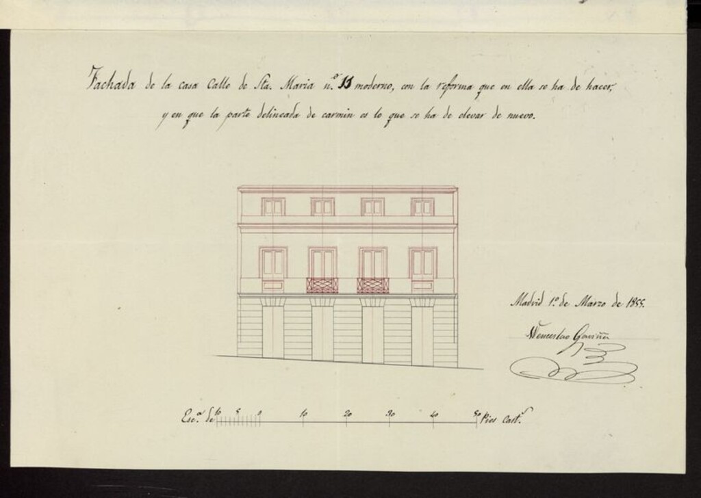 Miniatura de D. Facundo Andrés Gómez, sobre levantar piso principal en la casa de planta baja calle de S. María nº 11 (actual nº 9)moderno. (1855)