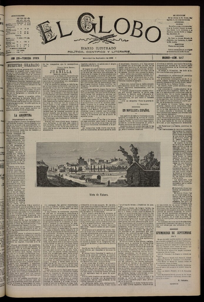 Miniatura de El Globo : diario ilustrado del 3 de septiembre de 1890, nº 5417