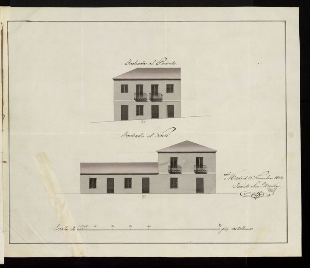 Miniatura de Licencia a D. Francisco Méndez, para edificar en un terreno de su propiedad extramuros de la puerta de Segovia con fachada al camino de Alcorcón. (1853)