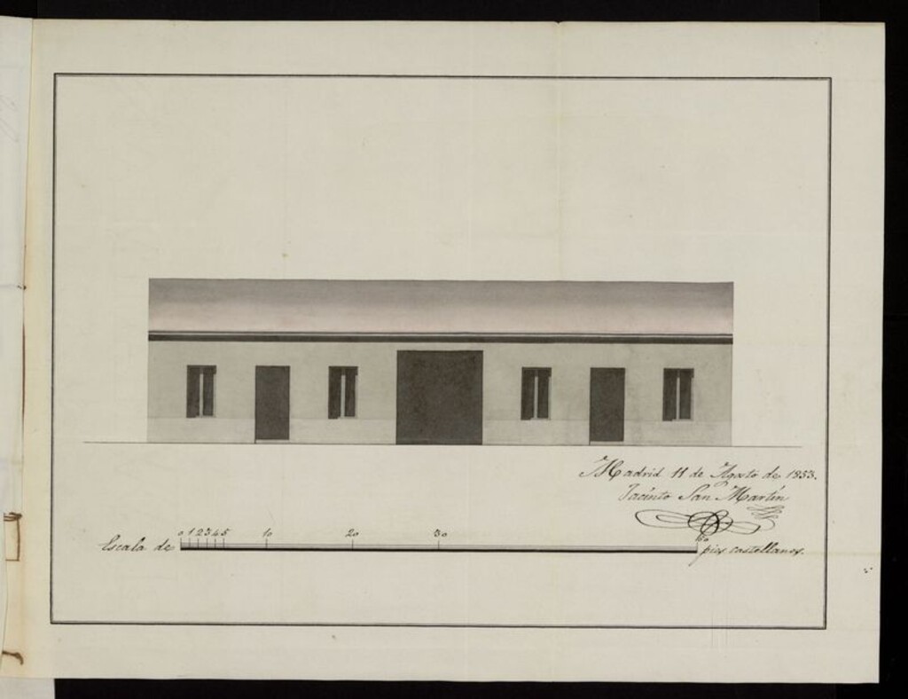 Miniatura de Licencia a D. Baldomero Ayuso, para edificar en un solar de su propiedad, extramuros de la Puerta del Conde Duque, sito llamado de la Cazuela (1853)