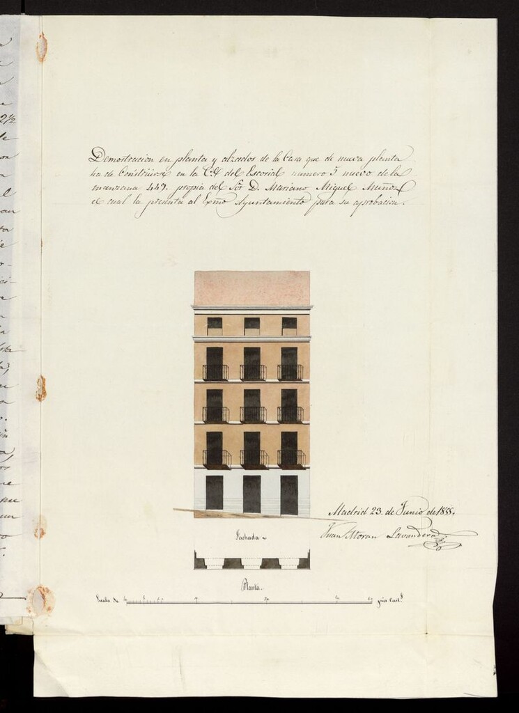Miniatura de D. Mariano Miguel Muñoz, sobre construir una casa de nueva planta en la calle del Escorial nº 5, manzana 449. (1855)