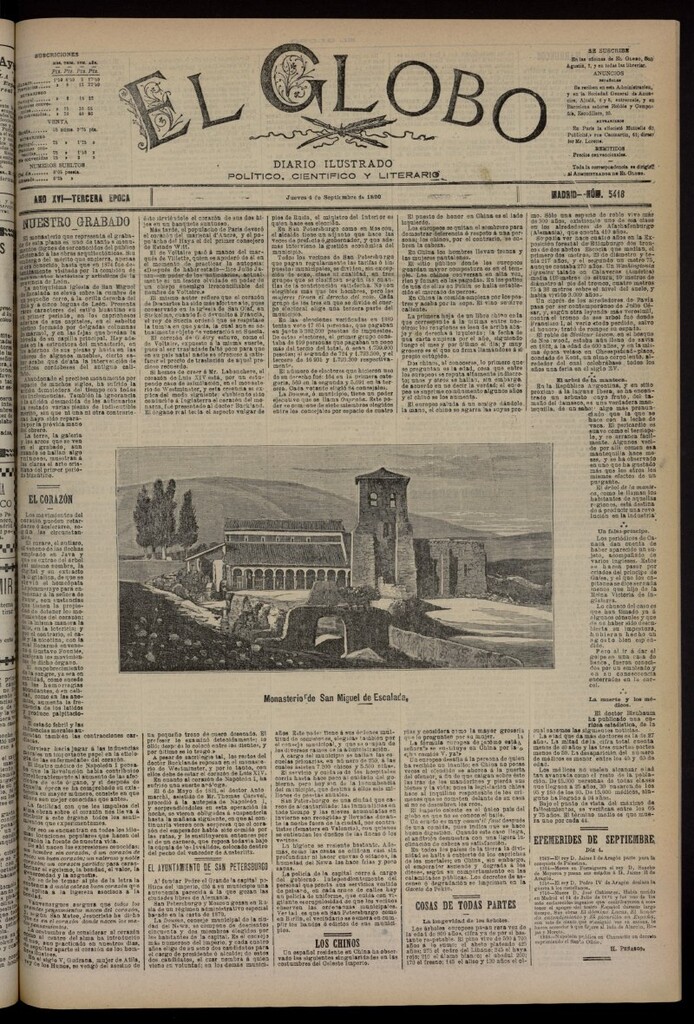 Miniatura de El Globo : diario ilustrado del 4 de septiembre de 1890, nº 5418