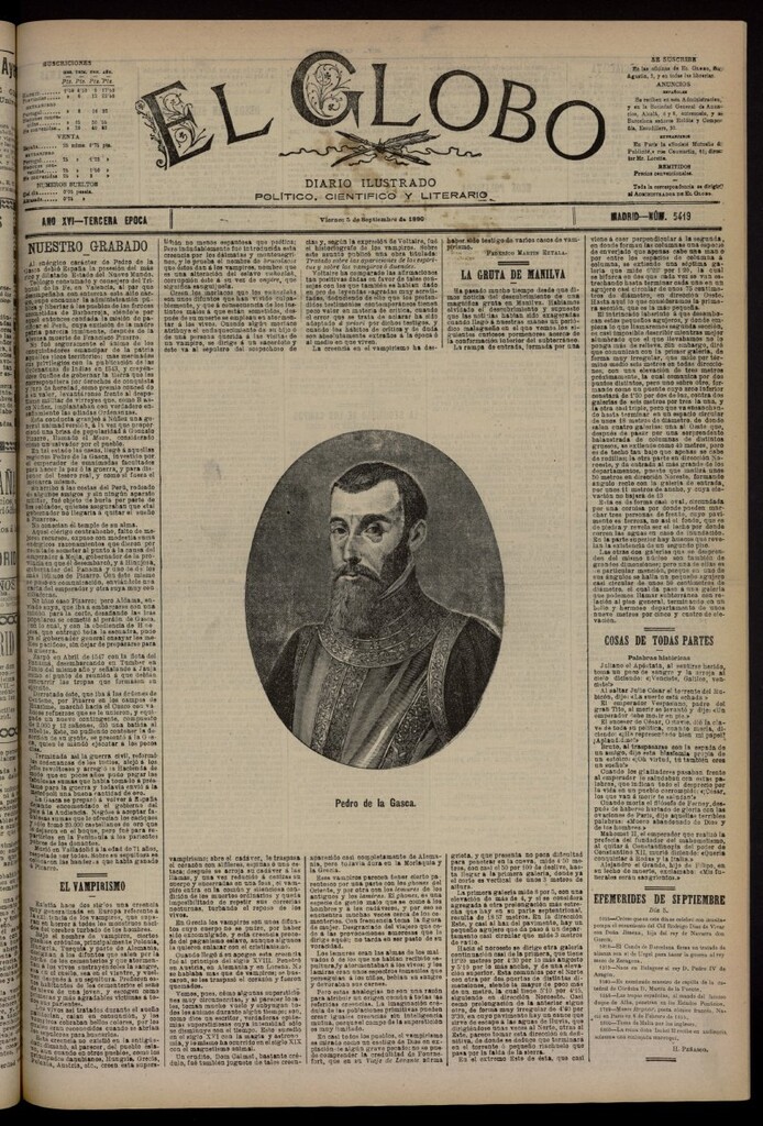 Miniatura de El Globo : diario ilustrado del 5 de septiembre de 1890, nº 5419