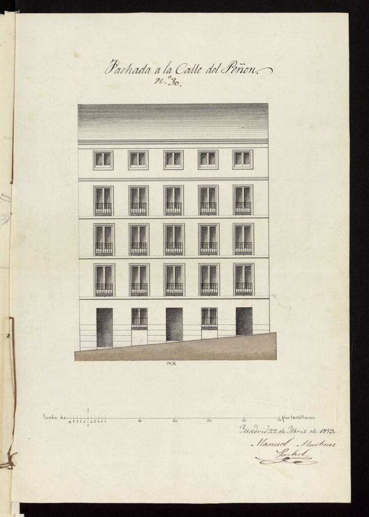 Miniatura de D. Ildefonso Pérez, sobre construir de nueva planta la casa calle Peñón nº 30. (1853)