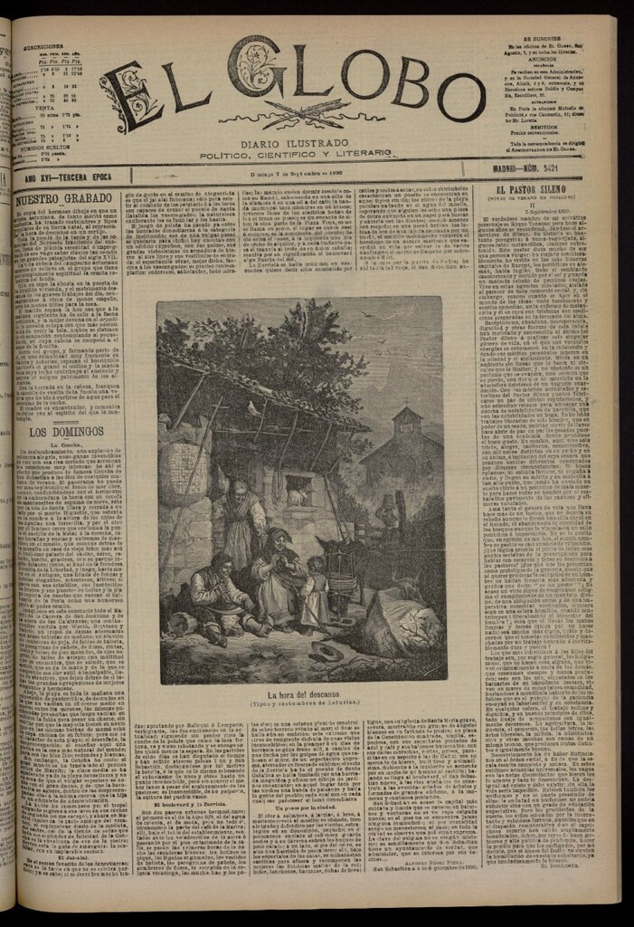 Miniatura de El Globo : diario ilustrado del 7 de septiembre de 1890, nº 5421