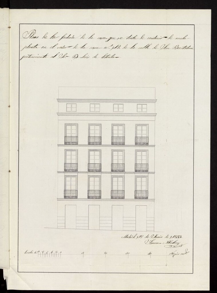 Miniatura de D. Celestino Redondo, apoderado de D. Luis Estrada sobre construir de nueva casa calle de S. Bartolomé nº 12. (1853)