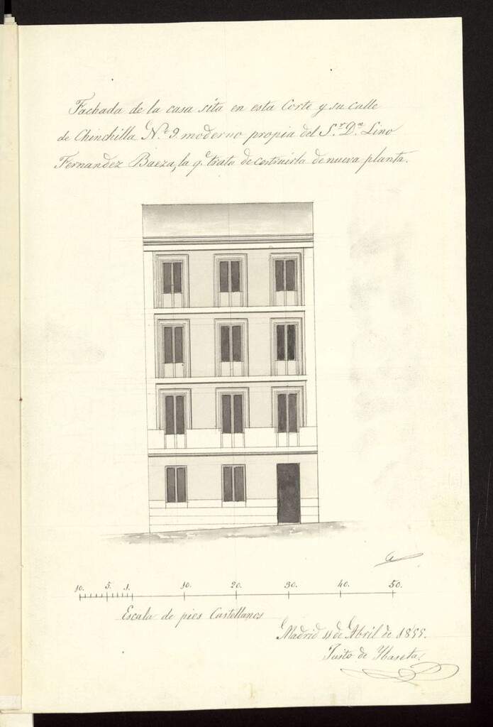 Miniatura de D. Lino Fernandez Baeza, sobre construir una casa en la Chinchilla nº 9 nuevo, manzana 360. (1855)