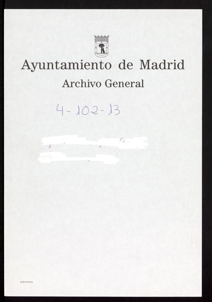Miniatura de Justificante de entrega del expediente promovido por Dª María Catalina de Barberia, para modificar de nueva planta, la casa Carrera de S. Jerónimo nº 6 moderno, 8 antiguo, manzana 207. (1855) a Pedro Alcántara, oficial de la Secretaria del Ayuntamiento.