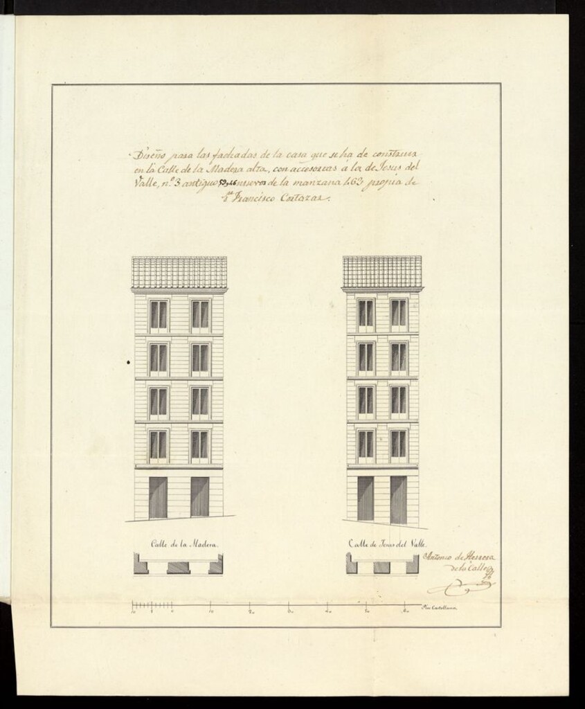 Miniatura de D. Francisco María Cortázar, sobre construir de nueva planta la casa calle de la Madera nº 59 con vuelta a la de Jesús del Valle nº 46, manzana 463. (1855)