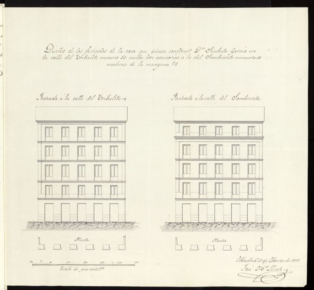 Miniatura de D. Sisebuto García, sobre construir una casa calle de Tribulete nº 10 nuevo con accesorios a la del Sombrerete nº 11 manzana 58. (1855)