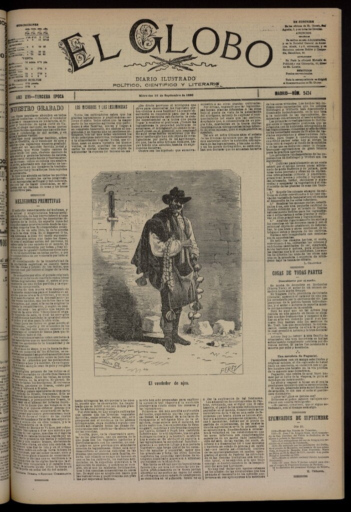 Miniatura de El Globo : diario ilustrado del 10 de septiembre de 1890, nº 5424