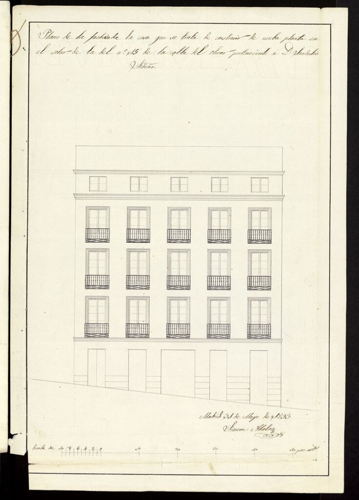 Miniatura de D. Sandalio Sedeño, sobre levantar de nueva planta la fachada de la casa calle del Olivar nº 15 nuevo. (1855)