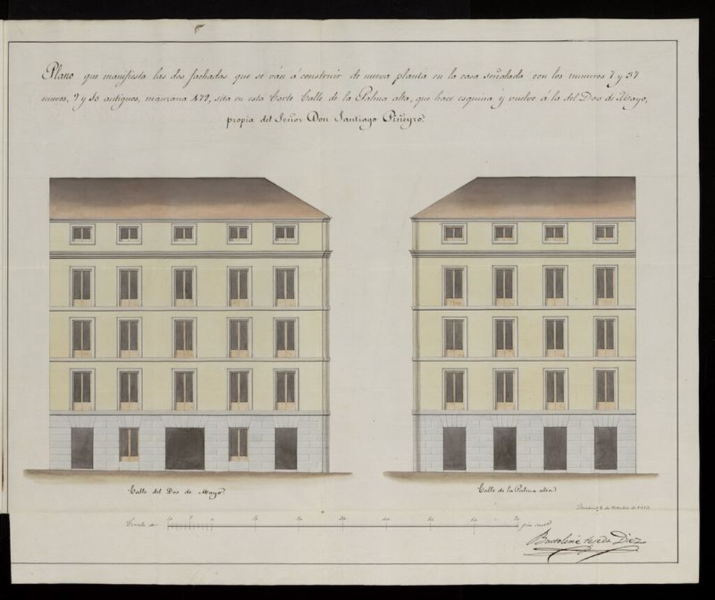 Miniatura de D. José Domingo de Faroaga, pendiente edificación de la casa de la calle Palma nº 37 manzana 479 con vuelta a la del Dos de Mayo. (1853-1854)