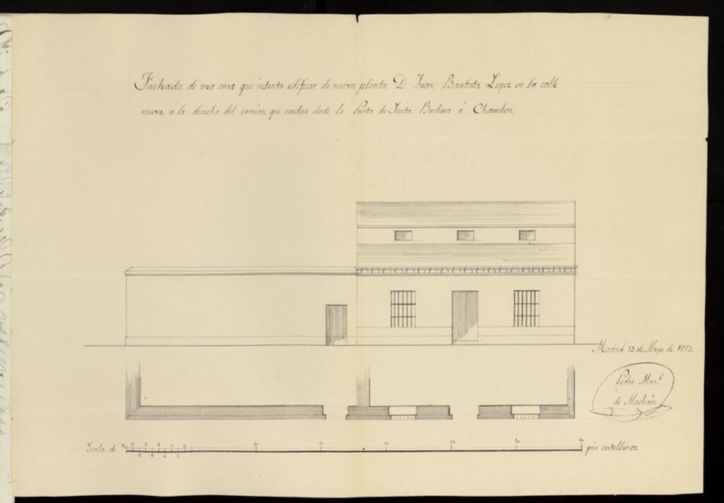 Miniatura de D. Juan Bautista López, sobre construcción en un terreno que le pertenece en el barrio de Chamberí. (1853)