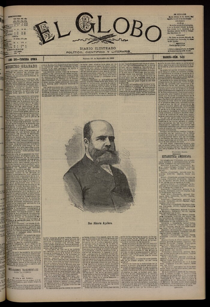 Miniatura de El Globo : diario ilustrado del 12 de septiembre de 1890, nº 5426