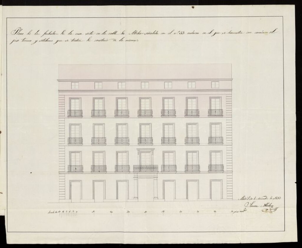 Miniatura de D. Narciso Heredia, sobre construcción de piso 3º y sotabanco en la casa calle de Atocha nº 33