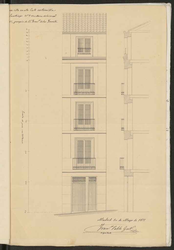 Miniatura de D. Francisco de Fuentes, sobre construir una casa en la calle Santiago, nº 9 (1855)