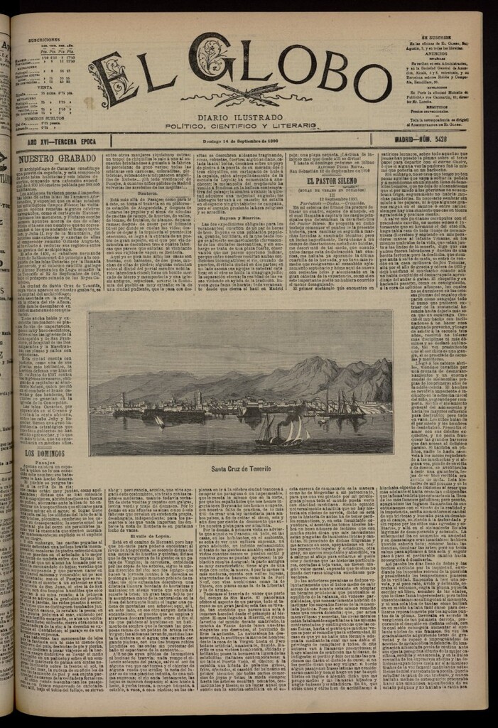 Miniatura de El Globo : diario ilustrado del 14 de septiembre de 1890, nº 5428