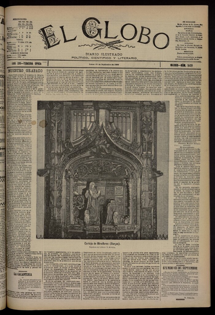 Miniatura de El Globo : diario ilustrado del 15 de septiembre de 1890, nº 5429