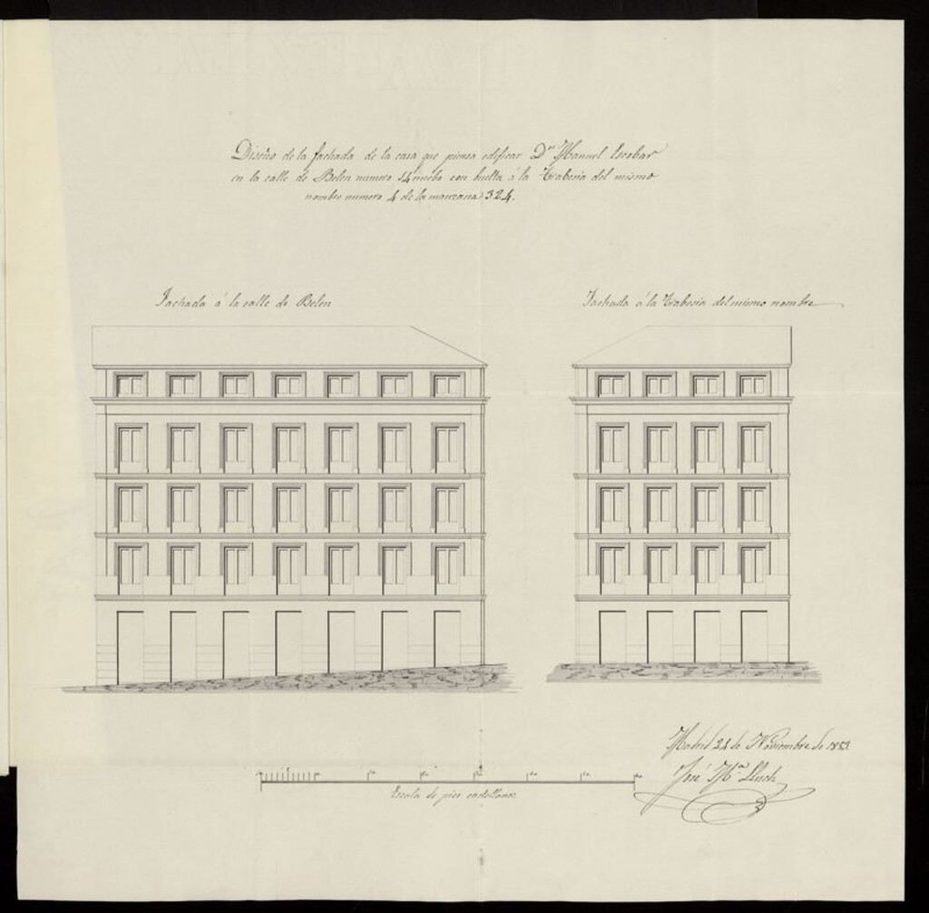 Miniatura de D. Manuel Escobar y García, sobre edificación calle de Belén y su Travesía del mismo nombre 4 de la manzana 324