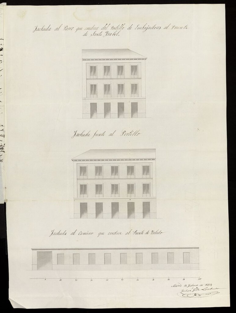Miniatura de D. Pedro Pérez, sobre edificación extramuros del Portillo de Embajadores