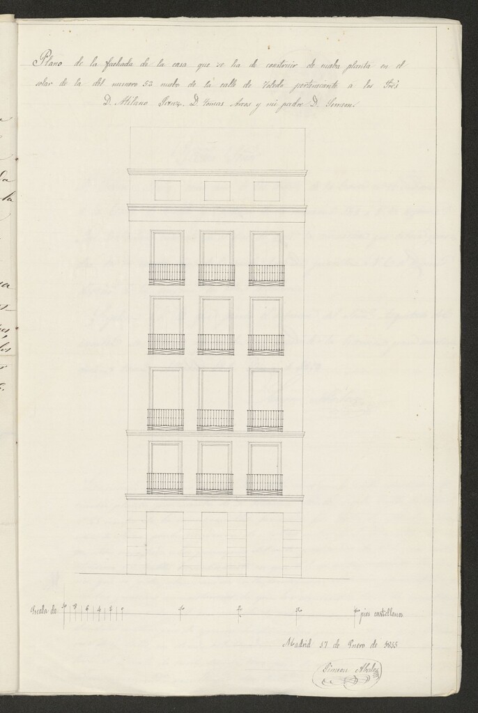 Miniatura de D. Simeón Abalos, construir una casa en la calle de Toledo nº 52 nuevo manzana 146. (1855)