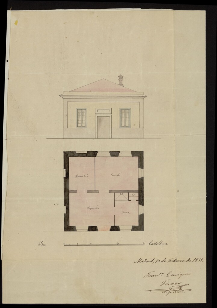 Miniatura de D. Francisco Molina, sobre construir una pequeña casa en las afueras de la Pta. de S. Vicente inmediata la escalerilla de piedras. (1855)