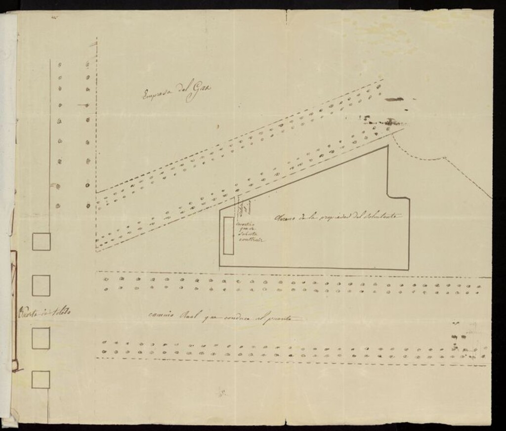 Miniatura de D. Hipólito Paumar, solicitando permiso para construir un cobertizo en las afueras de la Puerta de Toledo, a la izquierda del camino del mismo nombre. (1853-1854)