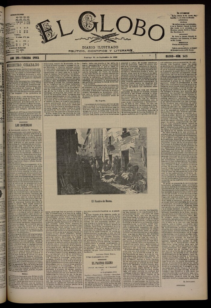 Miniatura de El Globo : diario ilustrado del 21 de septiembre de 1890, nº 5435